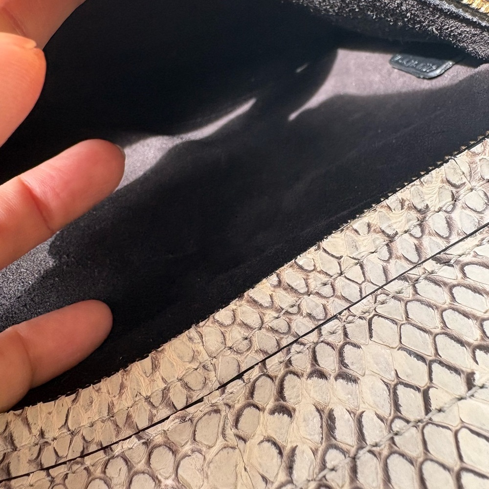 Céline Vintage Python Leather Structured Top Hand… - image 9